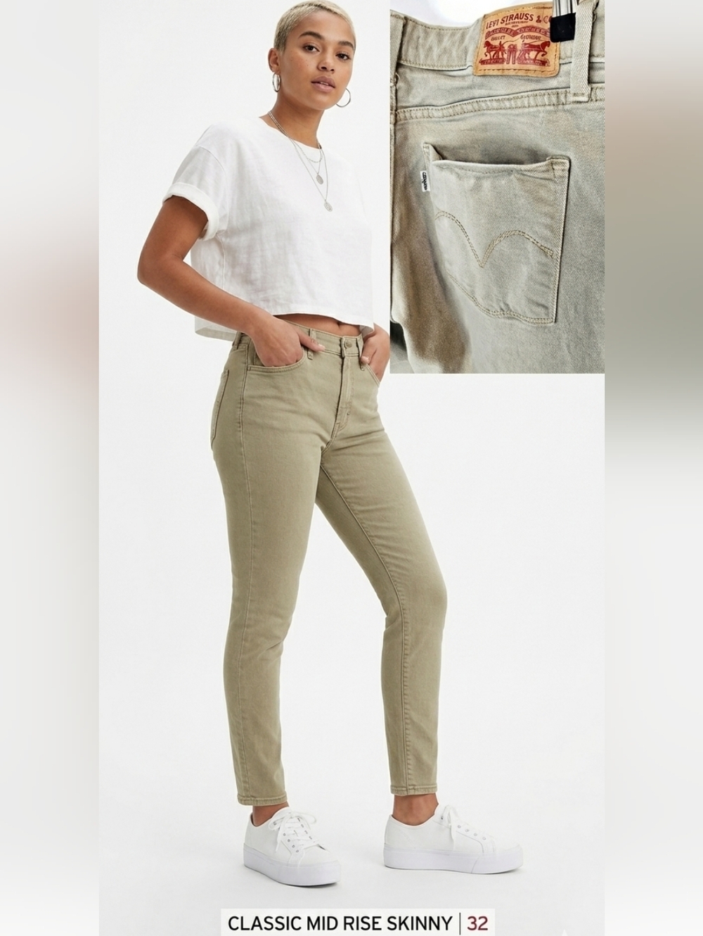 Levi’s 711 skinny jeans neutral beige minimalist capsule wardrobe Classic